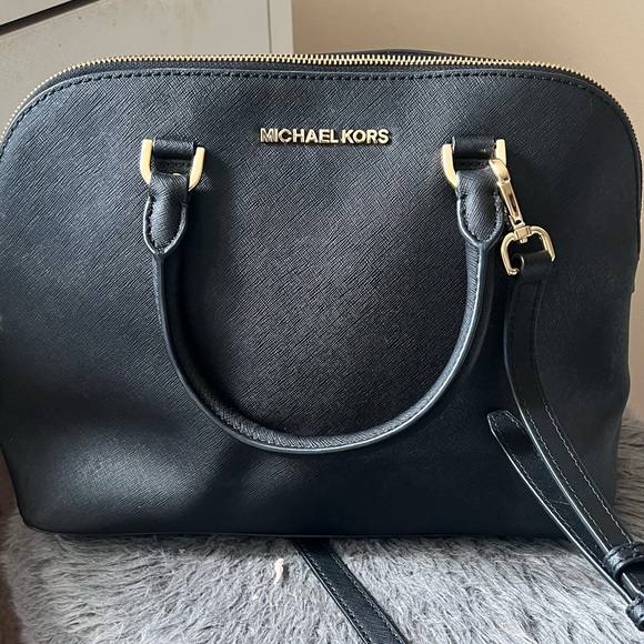 Michael Kors Cindy Satchel - Black and Gold - Picture 3 of 13